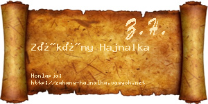 Zákány Hajnalka névjegykártya